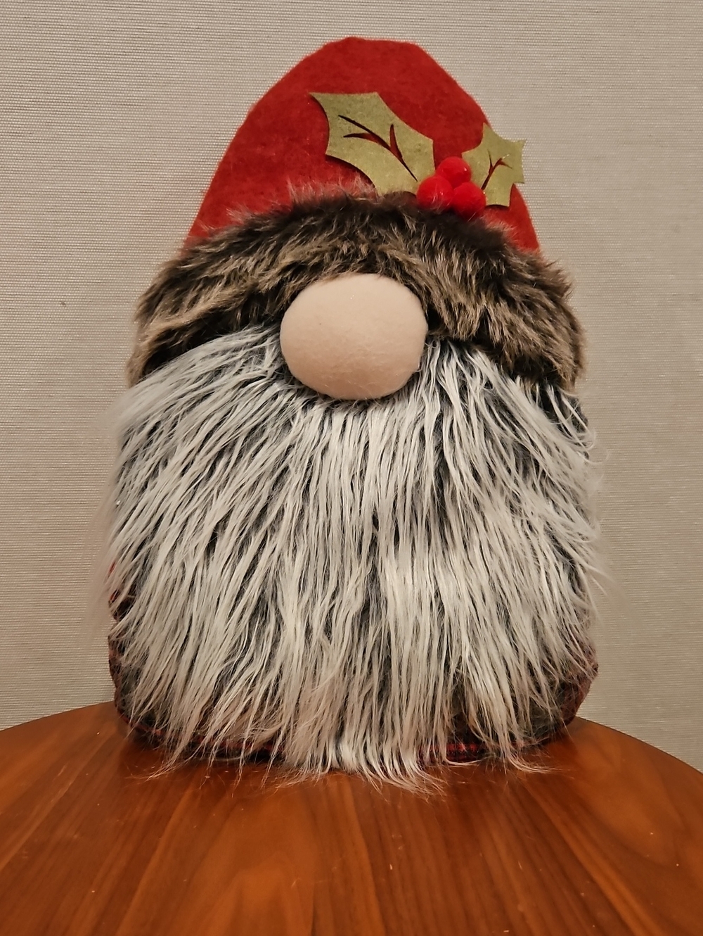 Holiday Gnome Decorative Pillow In Red and Gray